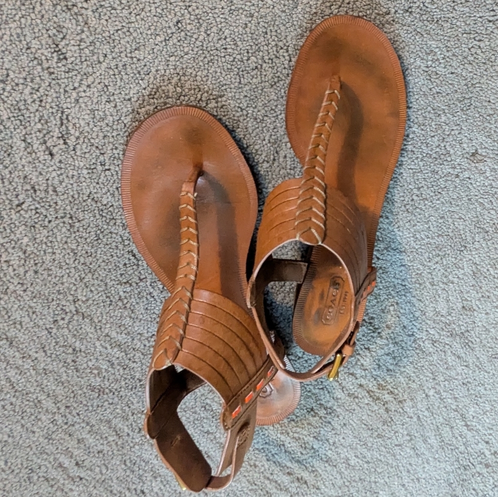 Vintage Coach Leather Sandals Sz 8 - Picture 9 of 11